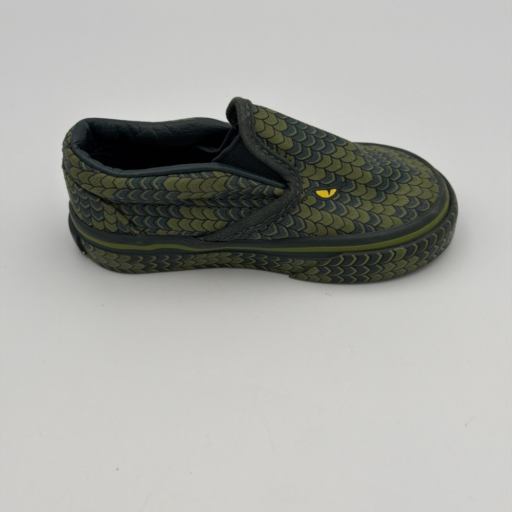 Vans Shoes Toddler 4.5 Green Reptile Snake Off The Wall Slip On Child Scales Eye - Picture 5 of 8